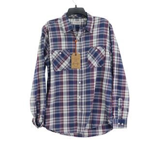 Weatherproof Mens Shirt Blue Size Medium M Burnout Flannel Button-Up MSRP $65